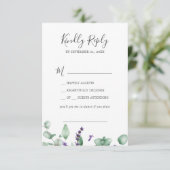 Rustic Lavender & Eucalyptus Song Request RSVP Kaartje (Staand voorkant)