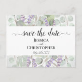 Rustic Lavender & Eucalyptus Wedding Save the Date Aankondigingskaart (Voorkant)