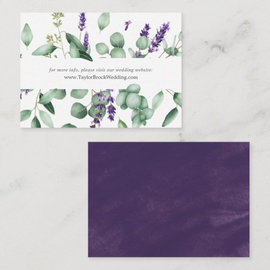 Rustic Lavender & Eucalyptus Wedding Website Informatiekaartje (Voorkant / Achterkant)