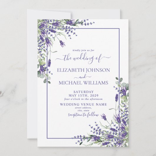 Rustic Lavender Eucalyptus Wood Script Weddenschap Kaart (Voorkant)