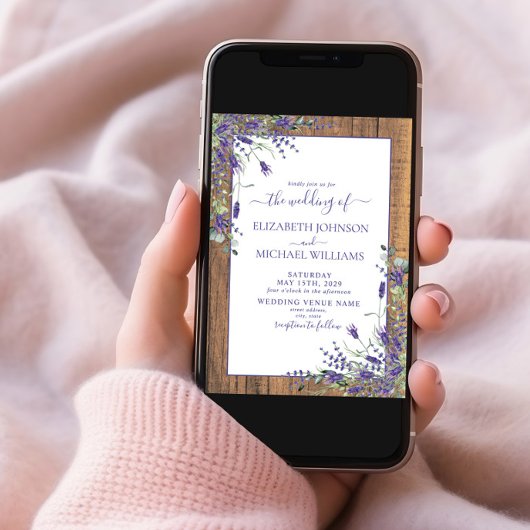 Rustic Lavender Eucalyptus Wood Weddenschap Kaart