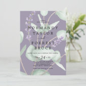 Rustic Lavender Faded Eucalyptus Wedding Kaart (Staand voorkant)
