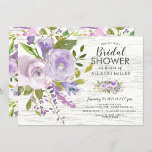 Rustic Lavender Floral Bridal Shower Invitations Kaart