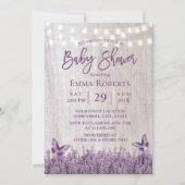 Rustic Lavender Floral Butterfly Baby shower Kaart (Voorkant)