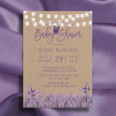 Rustic Lavender Floral Butterfly Kraft Baby shower Kaart