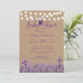 Rustic Lavender Floral Butterfly Kraft Baby shower Kaart (Staand voorkant)