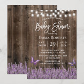 Rustic Lavender Floral Dark Baby shower Kaart (Voorkant / Achterkant)