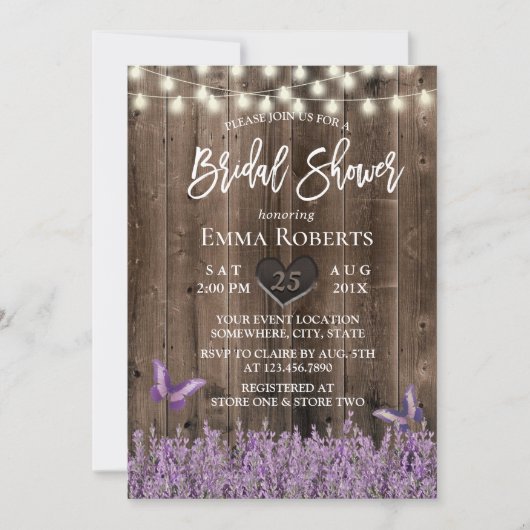 Rustic Lavender Floral Dark Vrijgezellenfeest Kaart (Voorkant)