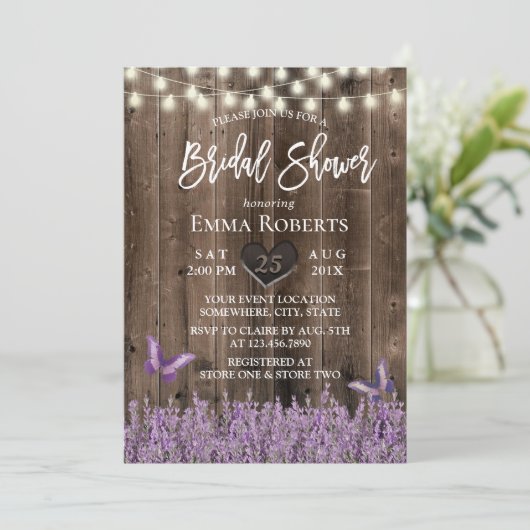 Rustic Lavender Floral Dark Vrijgezellenfeest Kaart (Staand voorkant)