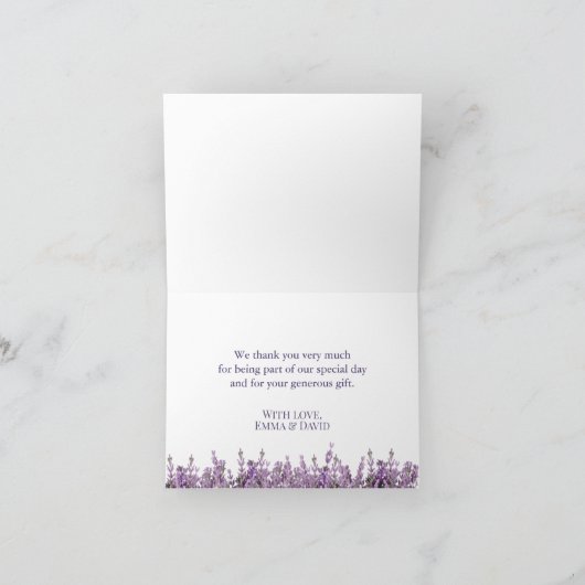Rustic Lavender Floral Elegant Wedding Bedankt (Binnen)