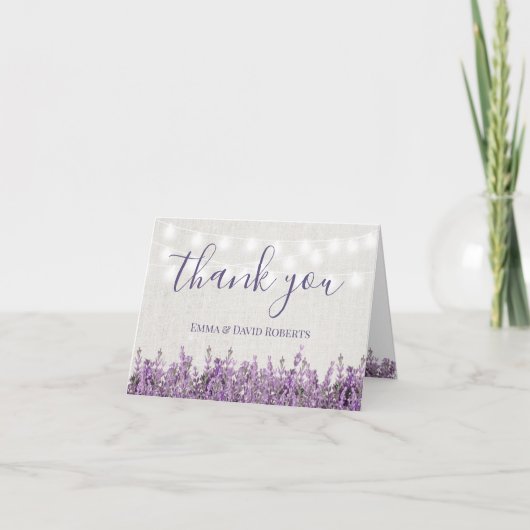 Rustic Lavender Floral Elegant Wedding Bedankt (Voorkant)
