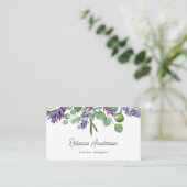 Rustic Lavender Floral Eucalyptus QR Code Visitekaartje (Staand voorkant)