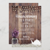 Rustic Lavender Floral Housewarming Tea Kaart (Voorkant / Achterkant)