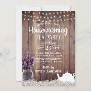 Rustic Lavender Floral Housewarming Tea Kaart
