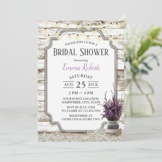 Rustic Lavender Floral Jar Barn Vrijgezellenfeest Kaart (Staand voorkant)