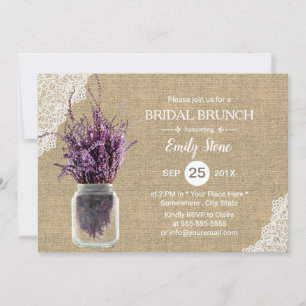 Rustic Lavender Floral Jar Burlap Vrijgezellenfees Kaart