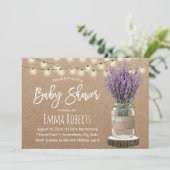 Rustic Lavender Floral Jar Kraft Baby shower Kaart (Staand voorkant)