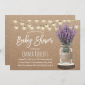 Rustic Lavender Floral Jar Kraft Baby shower Kaart (Voorkant / Achterkant)