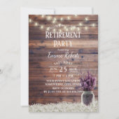 Rustic Lavender Floral Mason Jar Retirement Party Kaart (Voorkant)