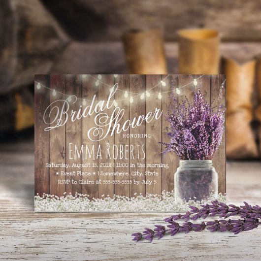Rustic Lavender Floral Mason Jar Vrijgezellenfeest Kaart