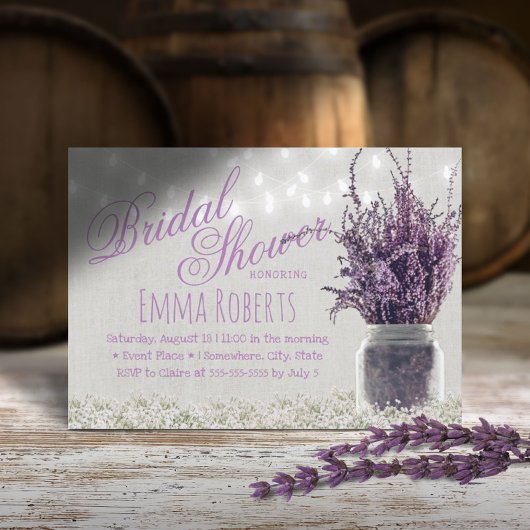 Rustic Lavender Floral Mason Jar Vrijgezellenfeest Kaart