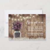Rustic Lavender Floral Mason Jar Wedding Reception Kaart (Voorkant)