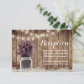 Rustic Lavender Floral Mason Jar Wedding Reception Kaart (Staand voorkant)