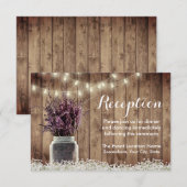 Rustic Lavender Floral Mason Jar Wedding Reception Kaart (Voorkant / Achterkant)
