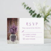 Rustic Lavender Floral Mason Jar Wedding RSVP Kaartje (Staand voorkant)