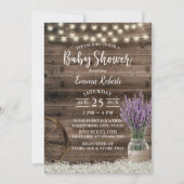 Rustic Lavender Floral String Lights Baby shower Kaart (Voorkant)