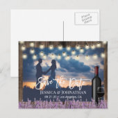 Rustic Lavender Floral Wedding Photo Save the Date Aankondigingskaart (Voorkant / Achterkant)