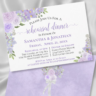 Rustic Lavender Floral Wedding Rehearsal Dinner Kaart