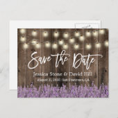 Rustic Lavender Floral Wedding Save the Date Aankondigingskaart (Voorkant / Achterkant)