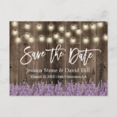 Rustic Lavender Floral Wedding Save the Date Aankondigingskaart (Voorkant)