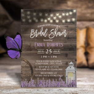 Rustic Lavender Floral White Lantern Vrijgezellenf Kaart