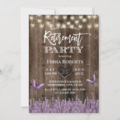 Rustic Lavender Floral  Wood Retirement Kaart (Voorkant)