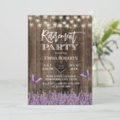 Rustic Lavender Floral  Wood Retirement Kaart (Staand voorkant)