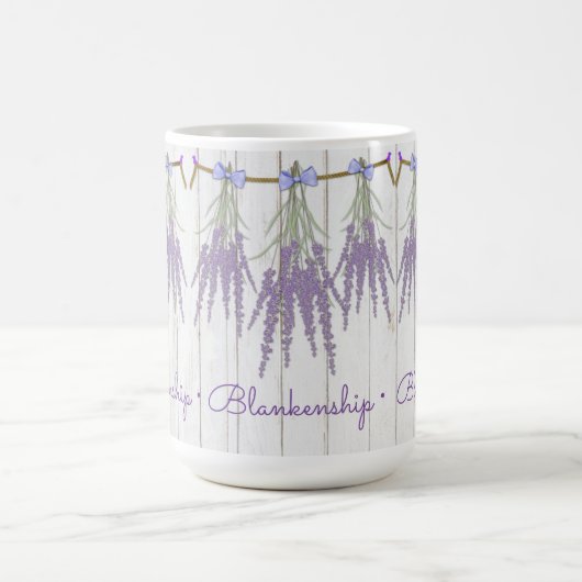 Rustic Lavender Flower Bundle Monogram Sjabloon Koffiemok (Center)