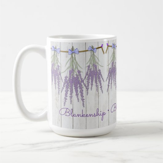 Rustic Lavender Flower Bundle Monogram Sjabloon Koffiemok (Links)