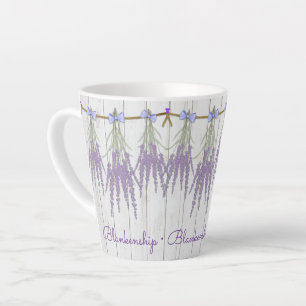 Rustic Lavender Flower Bundle Monogram Sjabloon Latte Mok