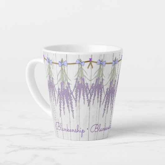 Rustic Lavender Flower Bundle Monogram Sjabloon Latte Mok (Linkerhoek)