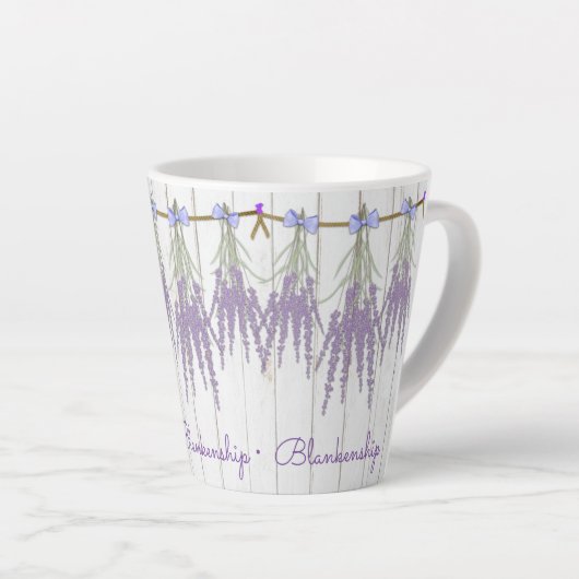 Rustic Lavender Flower Bundle Monogram Sjabloon Latte Mok (Rechterhoek)