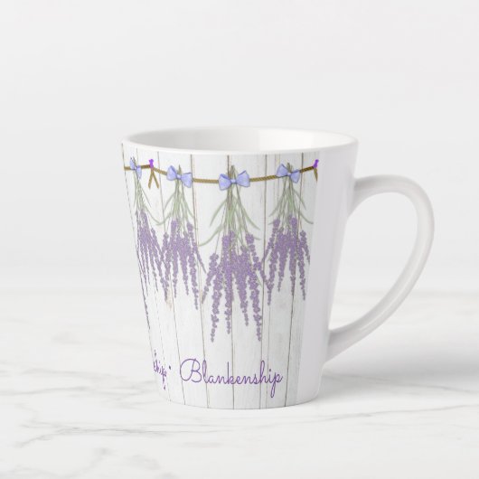 Rustic Lavender Flower Bundle Monogram Sjabloon Latte Mok (Rechts)