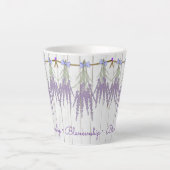 Rustic Lavender Flower Bundle Monogram Sjabloon Latte Mok (Voorkant)