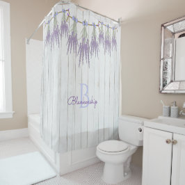 Rustic Lavender Flower Bundles Monogram Sjabloon Douchegordijn
