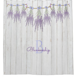 Rustic Lavender Flower Bundles Monogram Sjabloon Douchegordijn