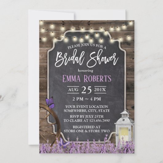 Rustic Lavender Flower White Lantern Vrijgezellenf Kaart (Voorkant)