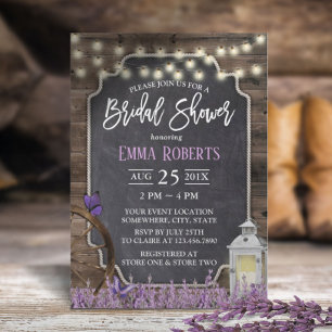Rustic Lavender Flower White Lantern Vrijgezellenf Kaart
