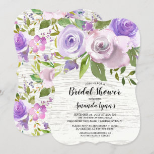 Rustic Lavender Flowers Bridal Shower Uitnodiging
