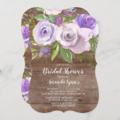 Rustic Lavender Flowers Bridal Shower Uitnodiging (Voorkant / Achterkant)